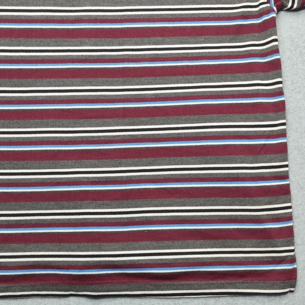 True Religion Shirt Men's 4XL Striped Polo Burgundy Short Sleeve Horseshoe Logo